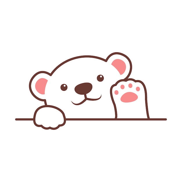 Cute polar bear waving paw cartoon