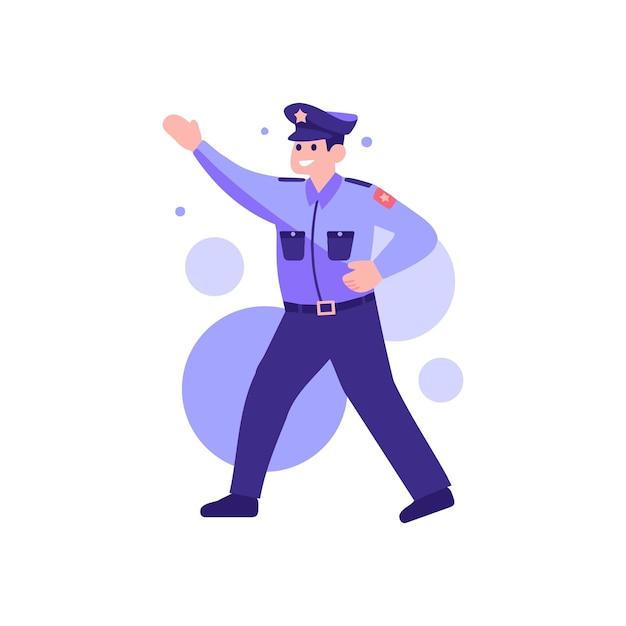 Cute policeman in flat style isolated on background