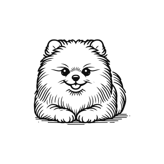 Cute pomeranian dog sketch hand drawn in Vector illustration