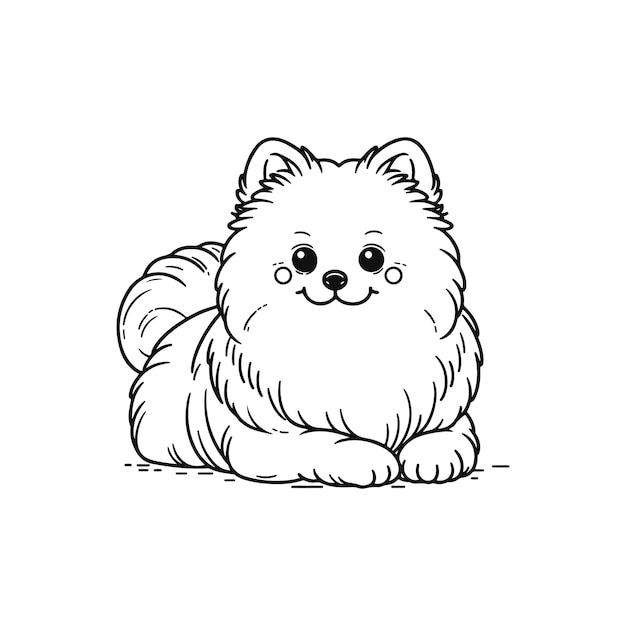 Cute pomeranian dog sketch hand drawn in Vector illustration