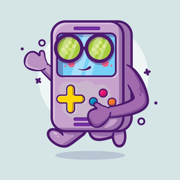 cute portable video game character mascot running isolated cartoon in flat style design