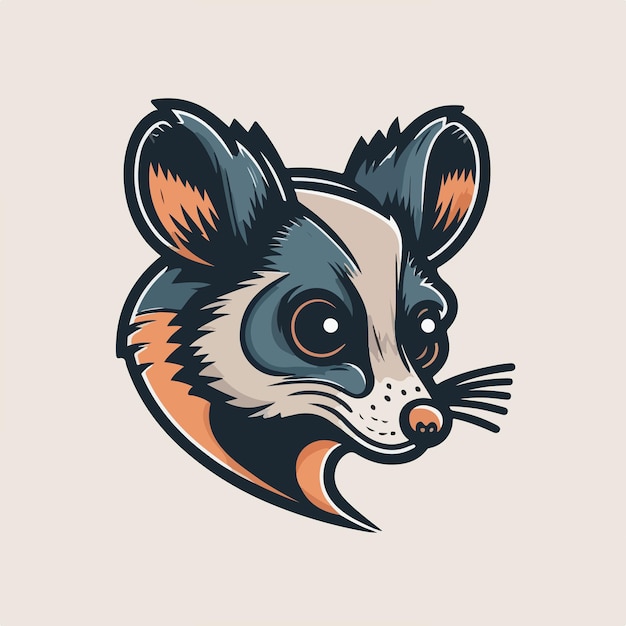 A Cute Possum head Vector Logo Icon Sports Mascot flat illustration