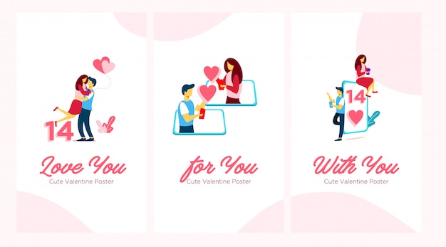 cute poster valentine flat illustration