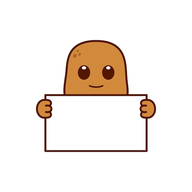 Cute Potato Character Holding a Blank Sign