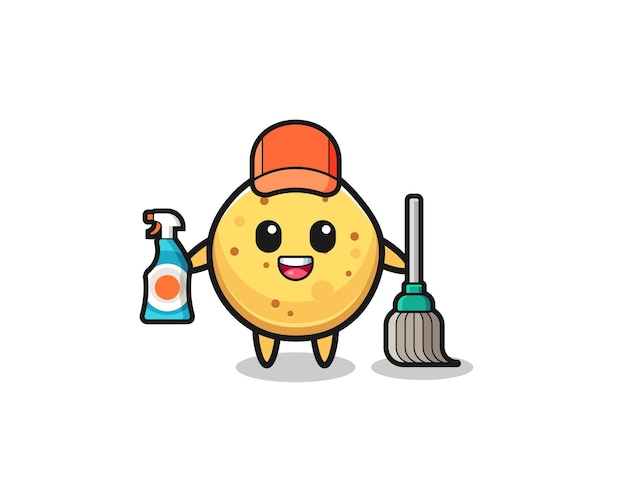 Cute potato chip character as cleaning services mascot cute design