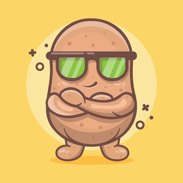 cute potato vegetable character mascot with cool gesture isolated cartoon in flat style design