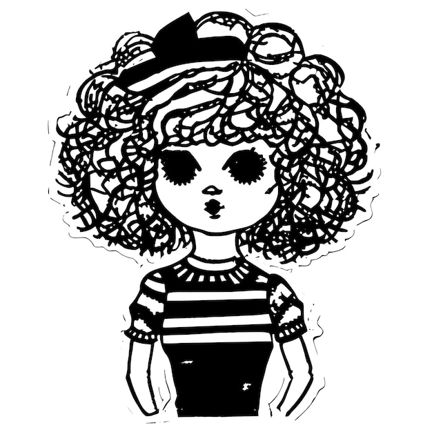 Cute princess chibi girl hand drawn cartoon sticker icon concept isolated illustration