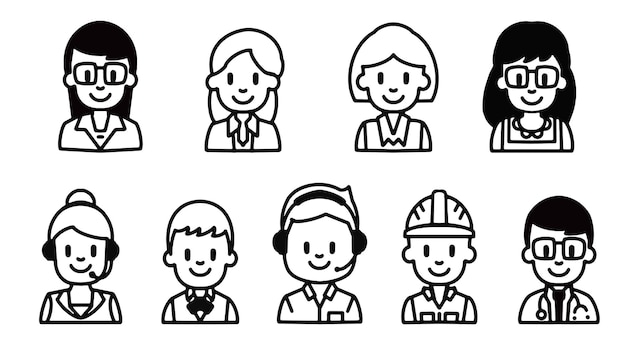 Cute Professions Vector Flat Icons Free pack