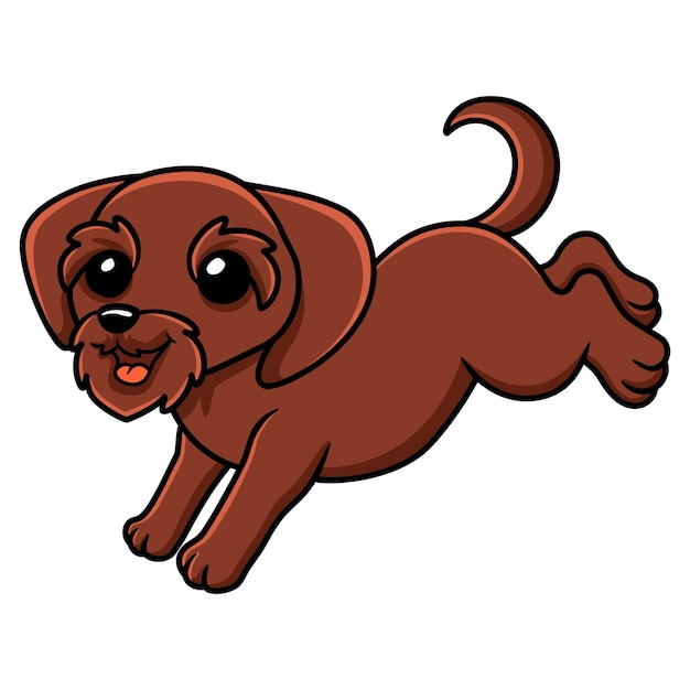 Cute pudelpointer dog cartoon jumping