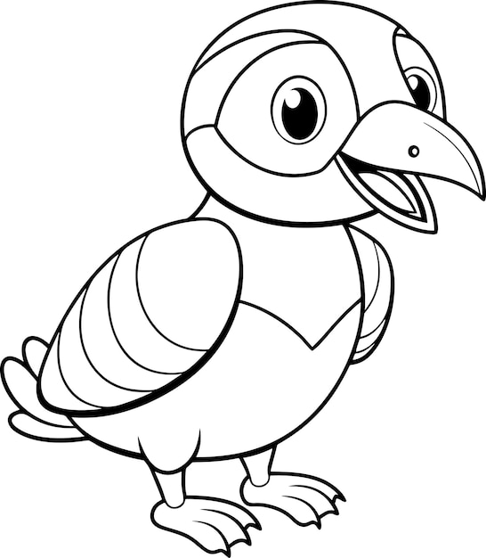 Cute Puffin Doodle Coloring Page Character