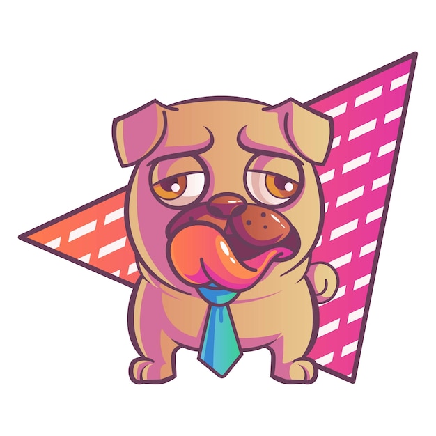 Cute pug bored Vector Illustration