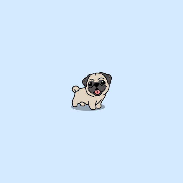 Cute pug dog cartoon, vector illustration