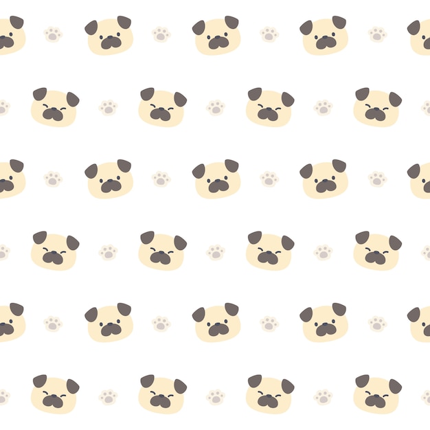 Cute pug dog seamless   pattern 