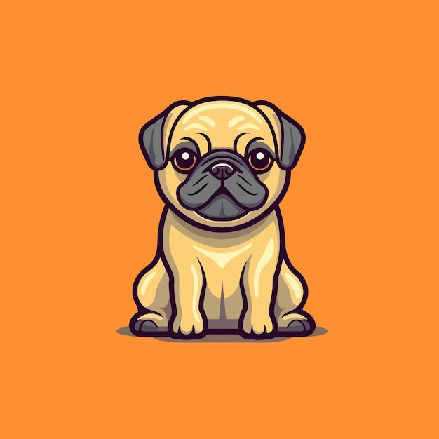 Cute pug dog sitting vector illustration