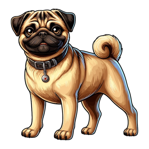 Cute Pug dog vector cartoon illustration