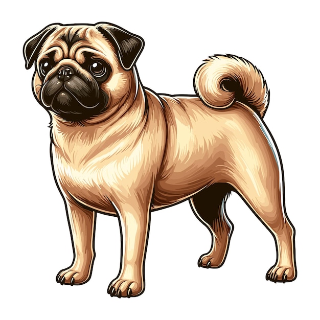 Cute Pug dog vector cartoon illustration