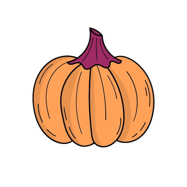 Cute pumpkin. Autumn harvest. Halloween decor. Doodle style illustration