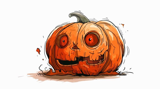 Vector cute pumpkin character wondered vector illustration