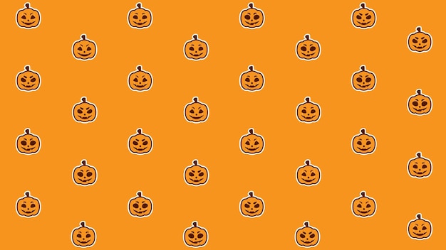 Vector cute pumpkin face halloween jack o lantern background