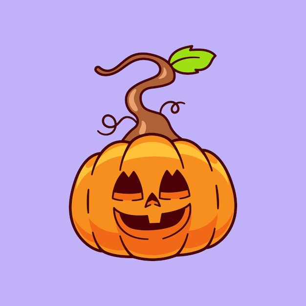 Cute Pumpkin Halloween Icon Cartoon Vector