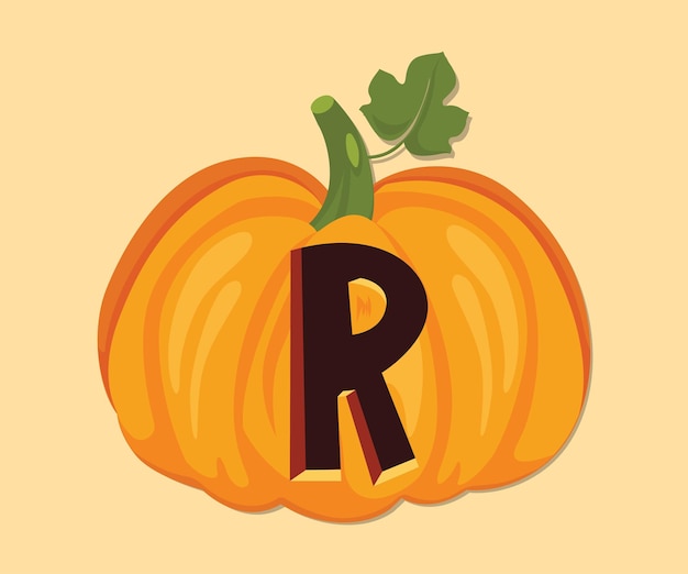 Cute Pumpkin Halloween R Letter Alphabet