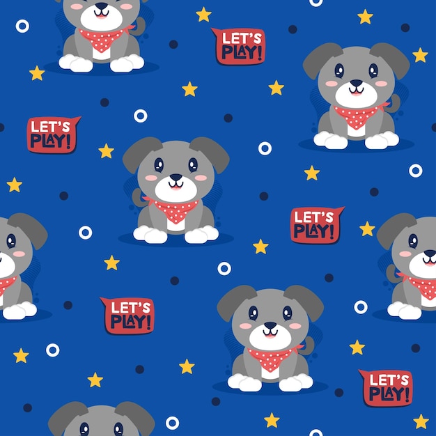 Cute puppies cartoon vector pattern design concept