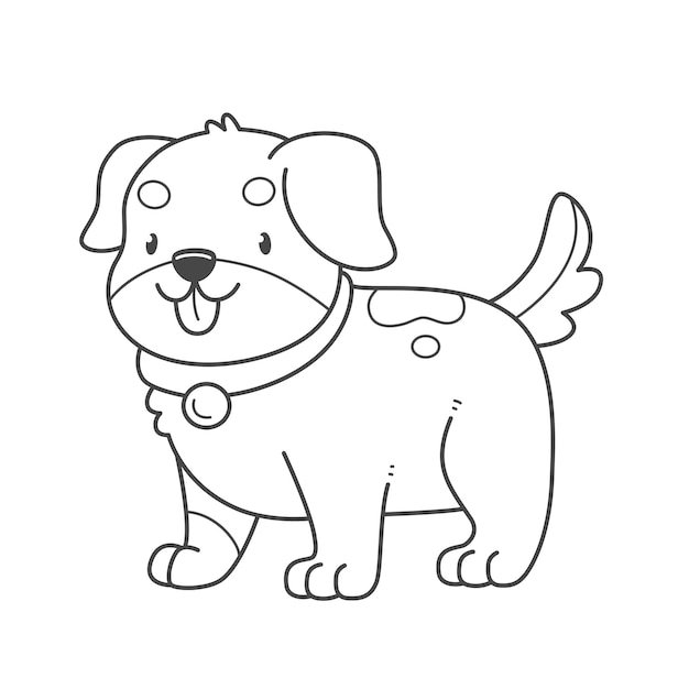 Cute puppy baby coloring page Dog coloring book Vector black and white illustration