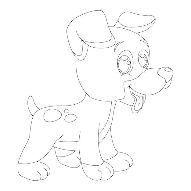 Cute puppy dog outline coloring page for kids animal coloring page