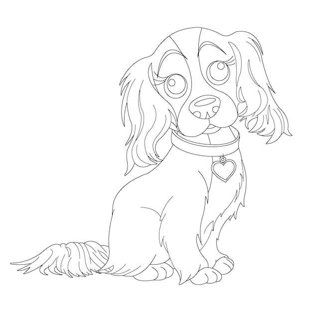 Cute puppy dog outline coloring page for kids animal coloring page