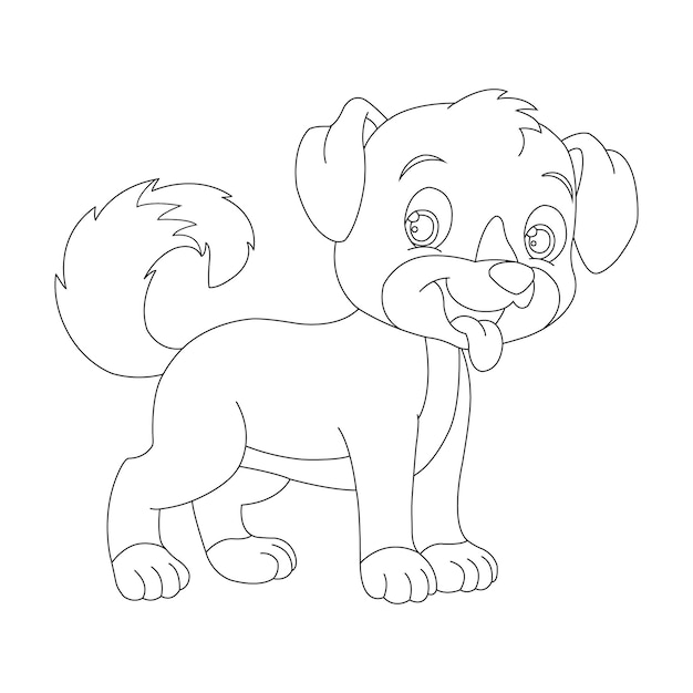 Cute puppy dog outline coloring page for kids animal coloring page