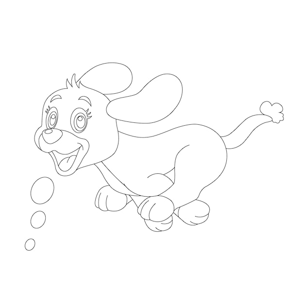 Cute puppy dog outline coloring page for kids animal coloring page