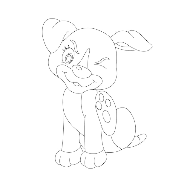 Cute puppy dog outline coloring page for kids animal coloring page