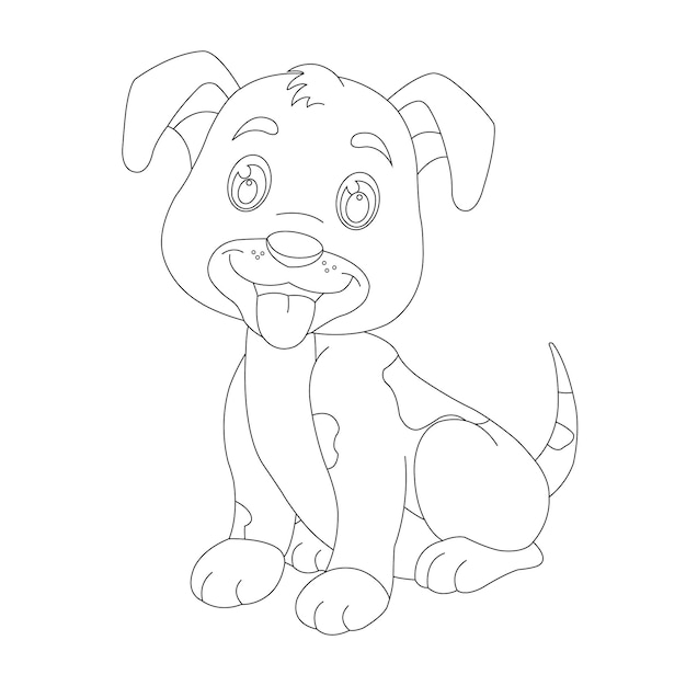 Cute puppy dog outline coloring page for kids animal coloring page