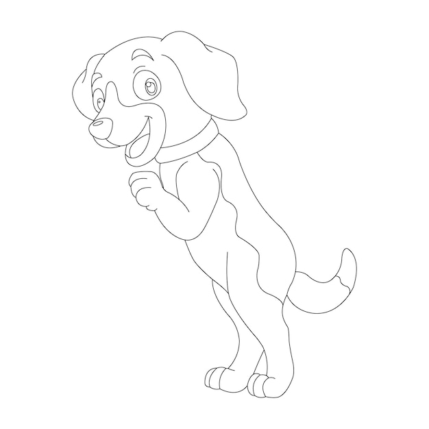 Cute puppy dog outline coloring page for kids animal coloring page