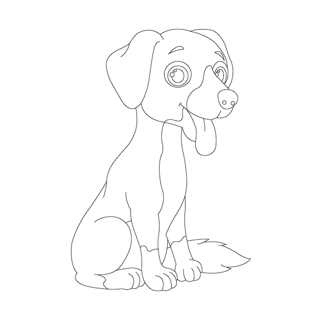 Cute puppy dog outline coloring page for kids animal coloring page