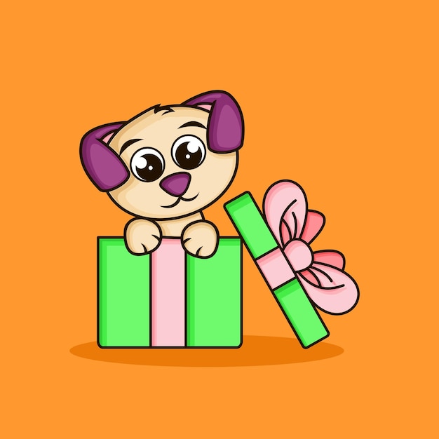 Cute puppy flat cartoon style animal nature icon concept