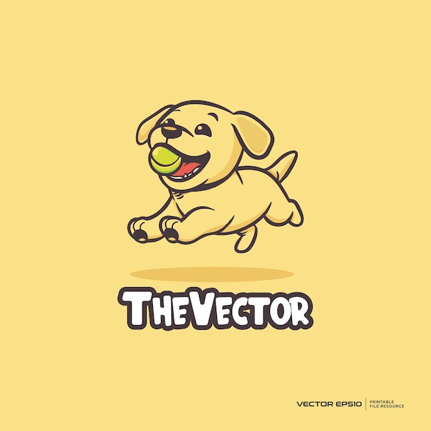 Cute puppy playing ball vector logo character mascot cartoon illustration eps10