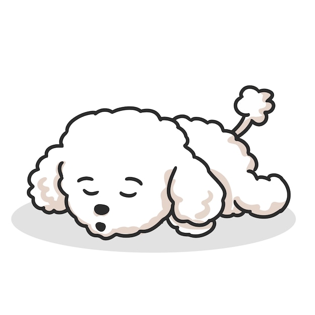 Cute puppy poodle cartoon sleeping.