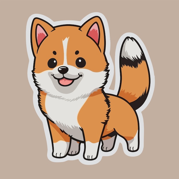 Vector cute puppy shiba sticker illustration