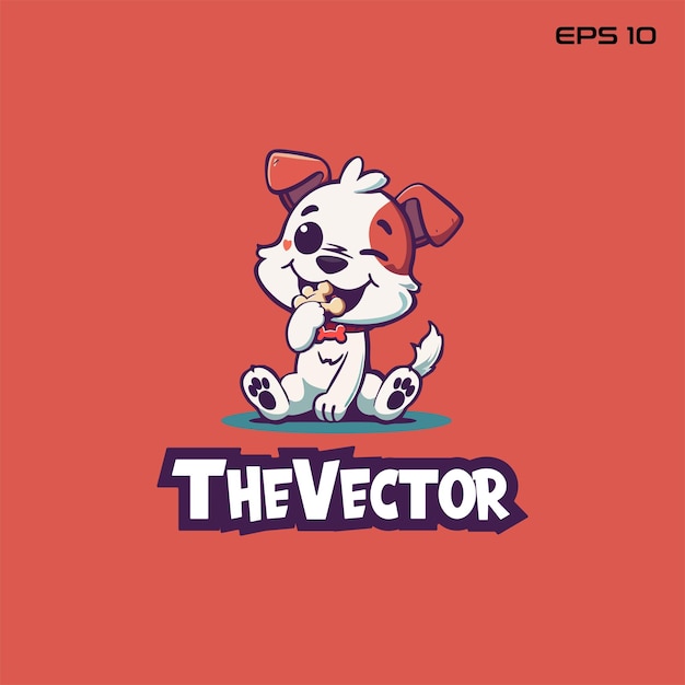 Vector cute puppy sitting logo vector mascot character cartoon illustration eps10