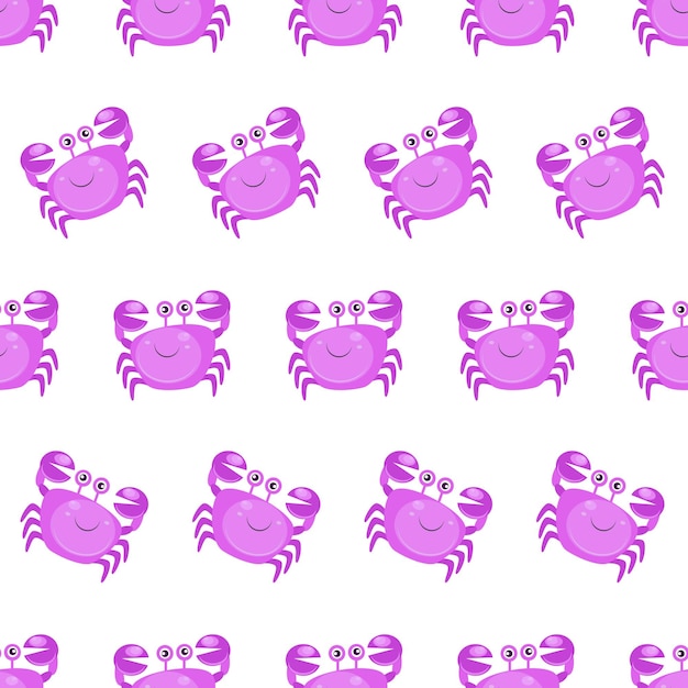 Cute purple crab seamless pattern premium vector