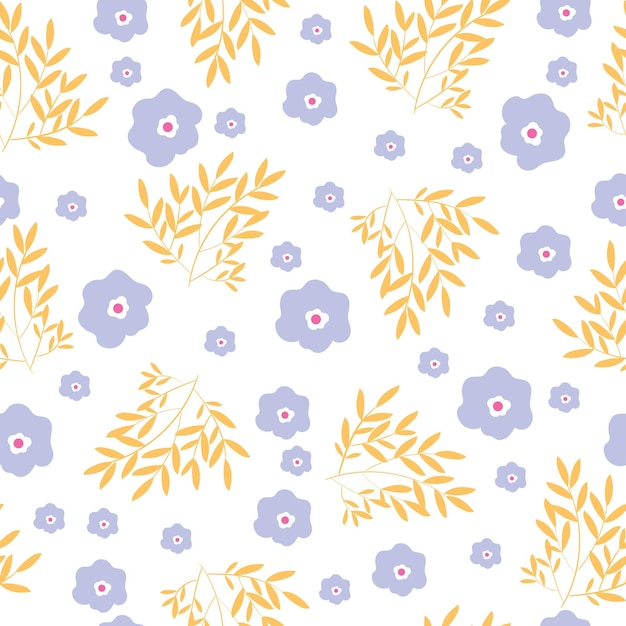 Cute purple flowers seamless pattern