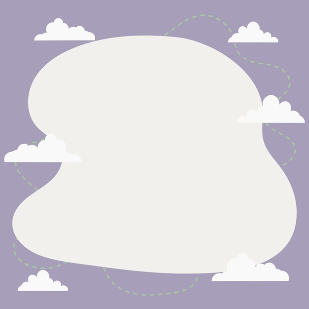 Cute Purple Framework Background with Clouds and Scribbles