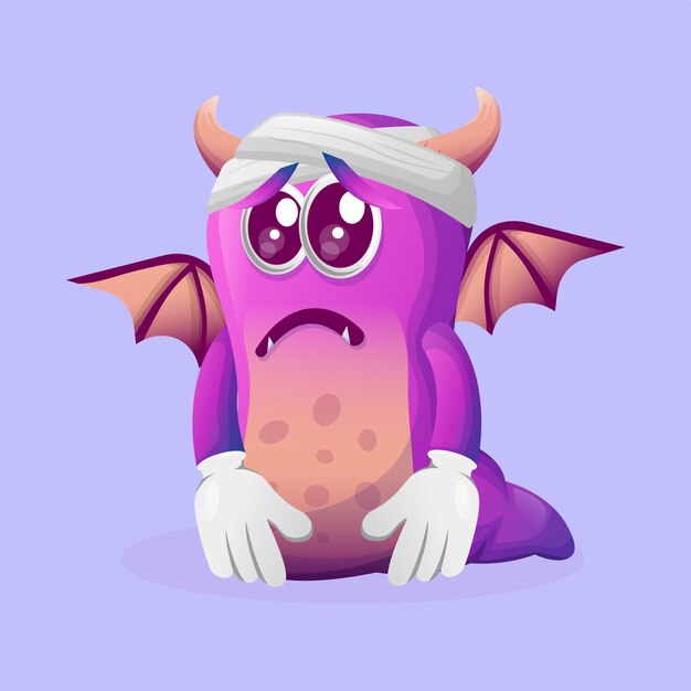 Cute purple monster recovery from injury