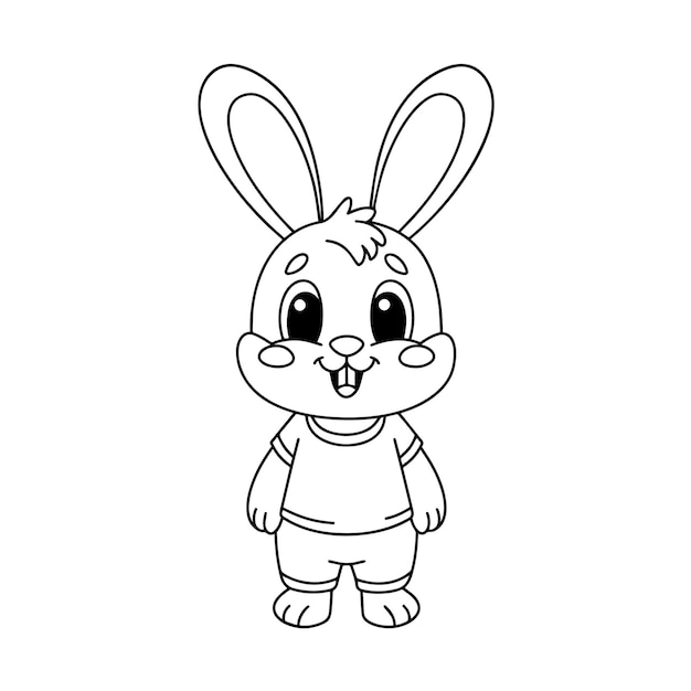 Cute rabbit cartoon coloring page illustration vector For kids coloring book