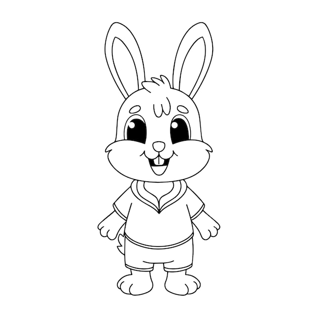 Cute rabbit cartoon coloring page illustration vector For kids coloring book