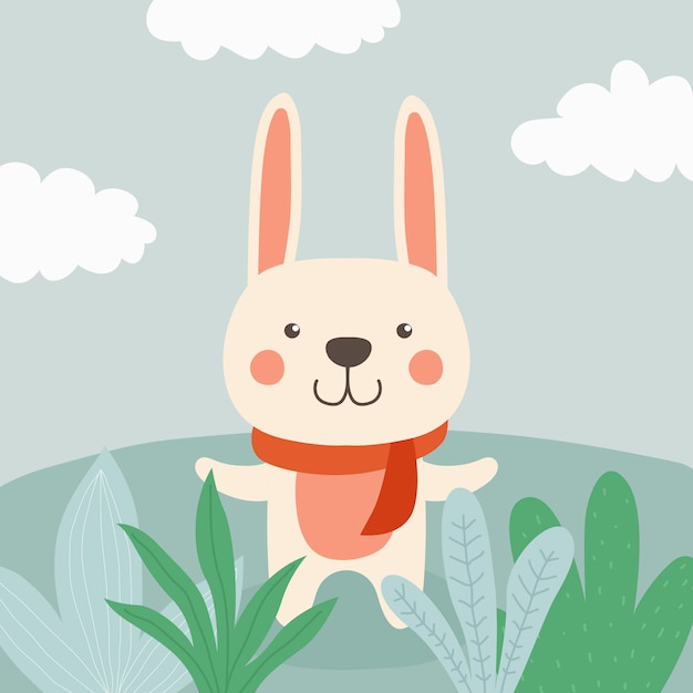 Cute Rabbit Cartoon Illustration