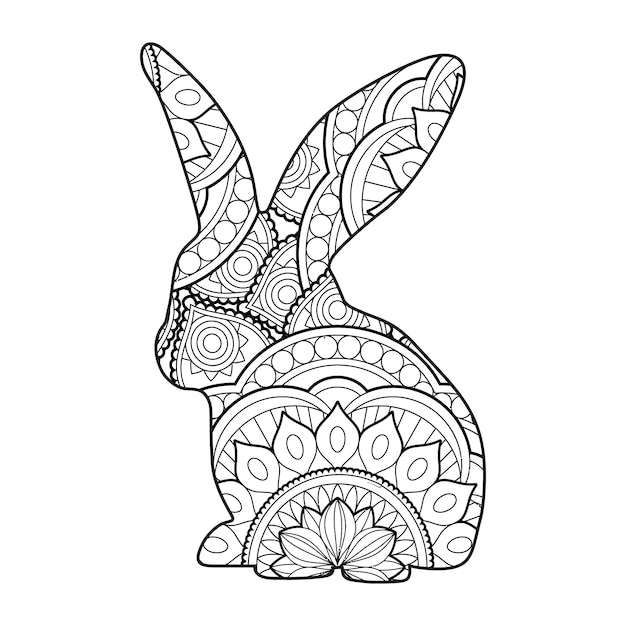 Cute rabbit coloring vector illustration design for kids and adults