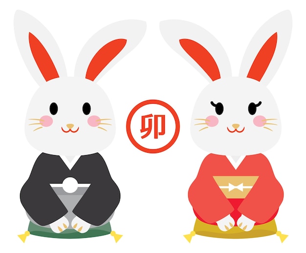 Cute rabbit couple of the Year of the Rabbit