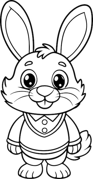 Cute Rabbit Doodle Coloring Page Character